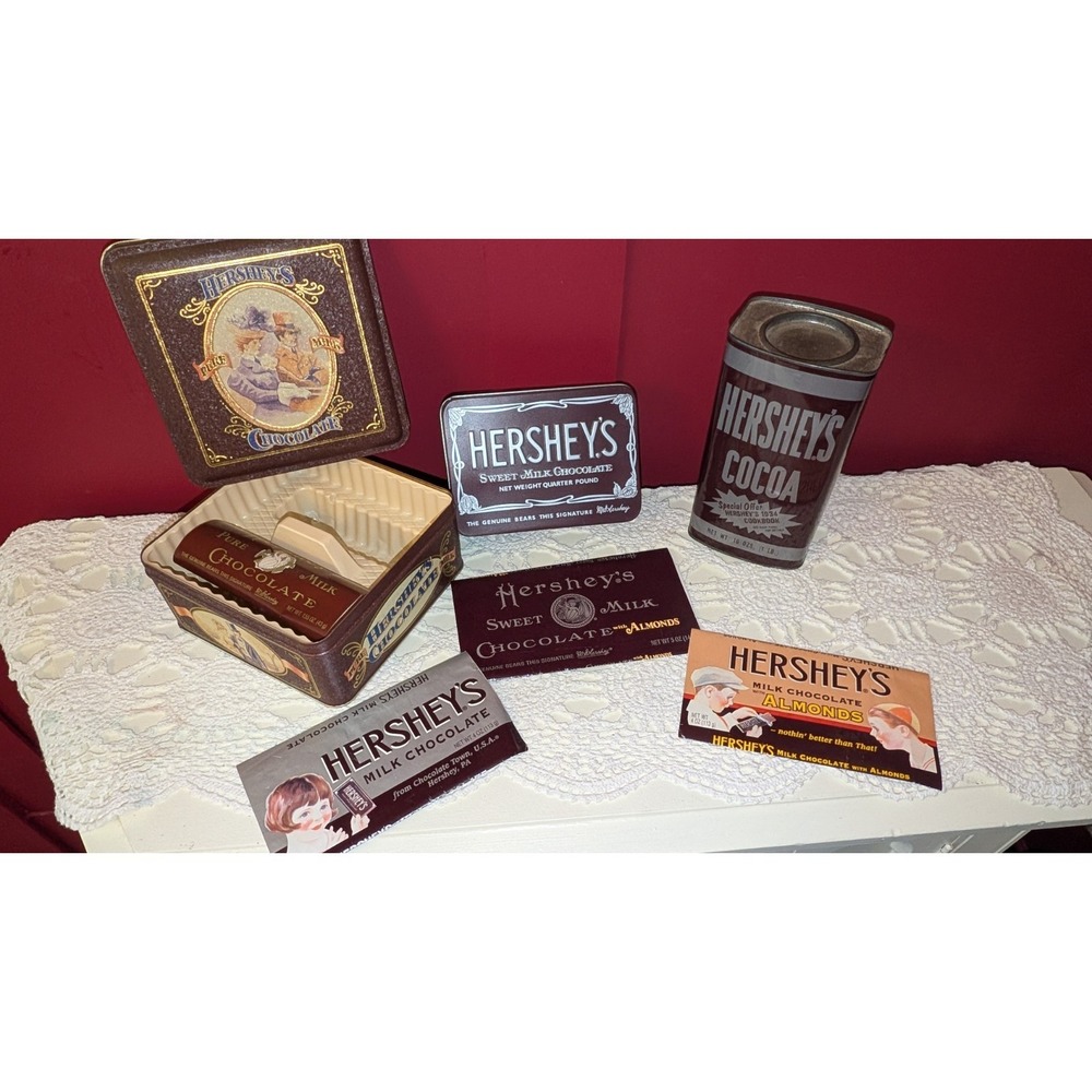 Hershey's Chocolate Company Metal Tins And Label Lot Vintage Collectible